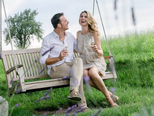 Romantic evening on the swing
