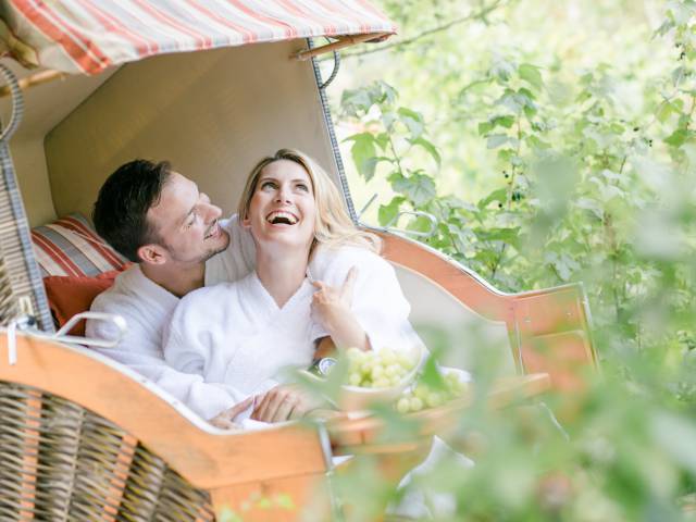 couple relaxing in the garden