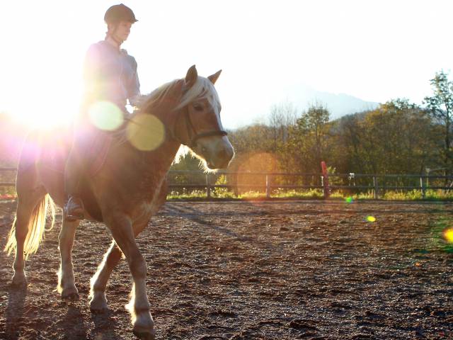 riding a horse