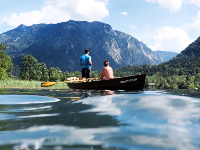 go by boat at the lake Lunz