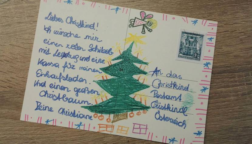 Handgemalter Brief ans Christkind