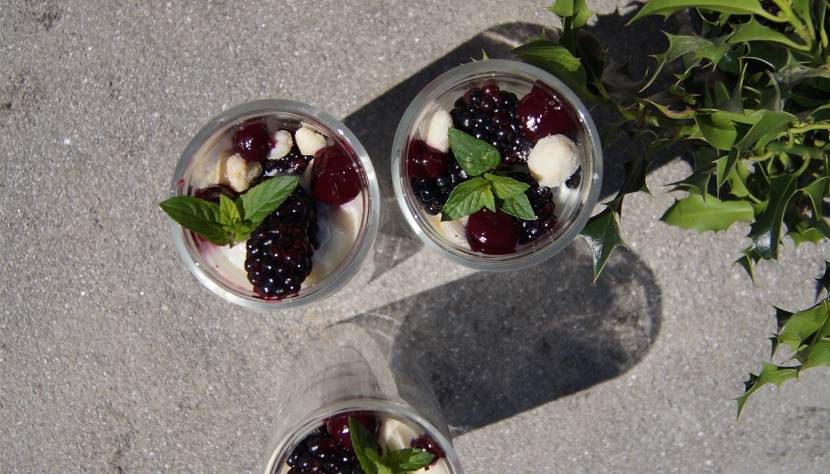 Vanille-Joghurtcreme mit Brombeeren