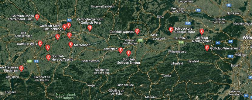 Alle 17 Golfclubs sind im Umkreis von 100 km