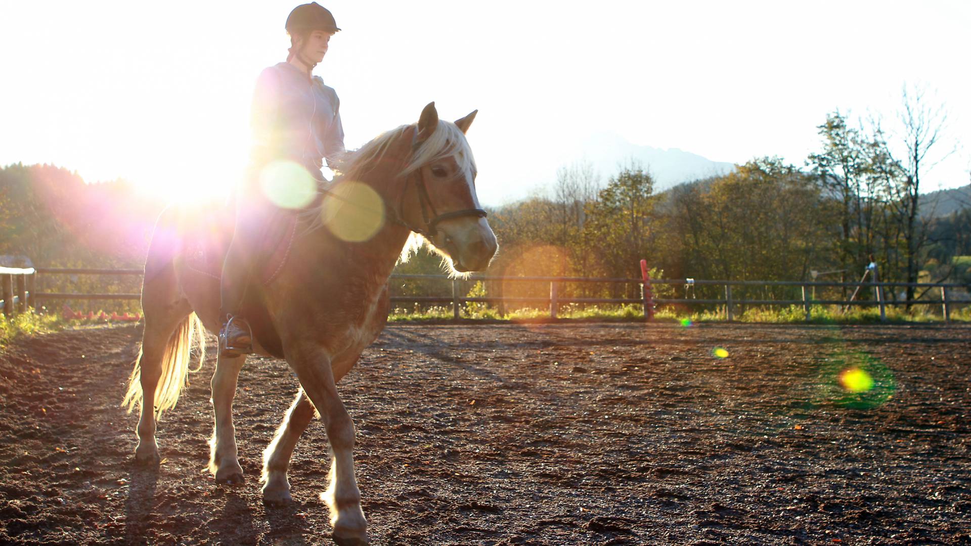 Frau beim Pferde reiten in Österreich